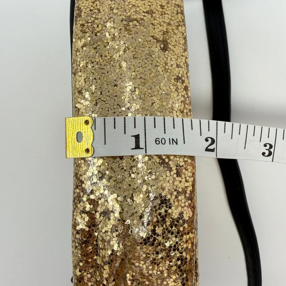 Cat &‎ Jack Cat Face Crossbody Purse Gold Glitter Black Small